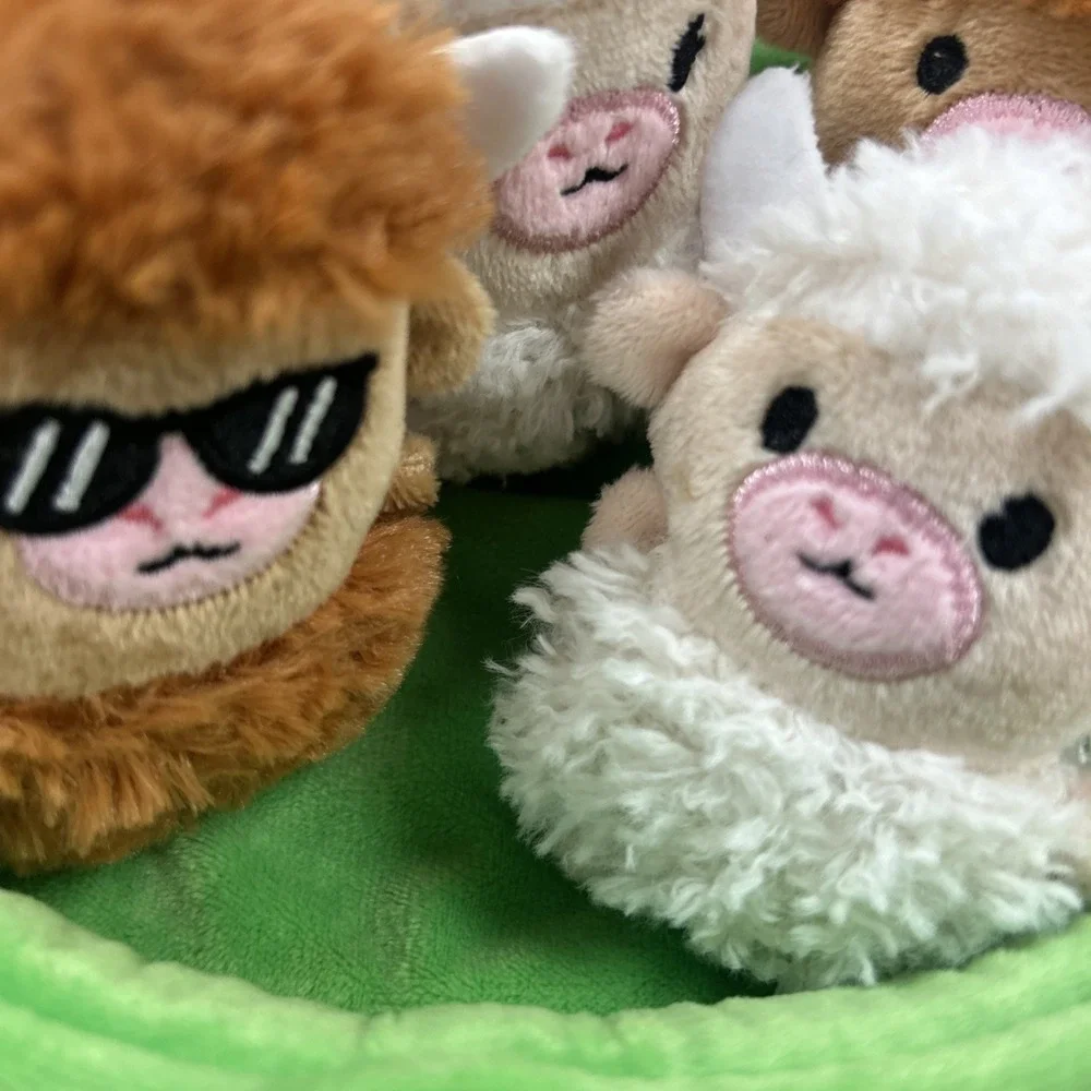 Emotional Support Highland Cows Plush Set with Basket - Perfect Gift for All Age